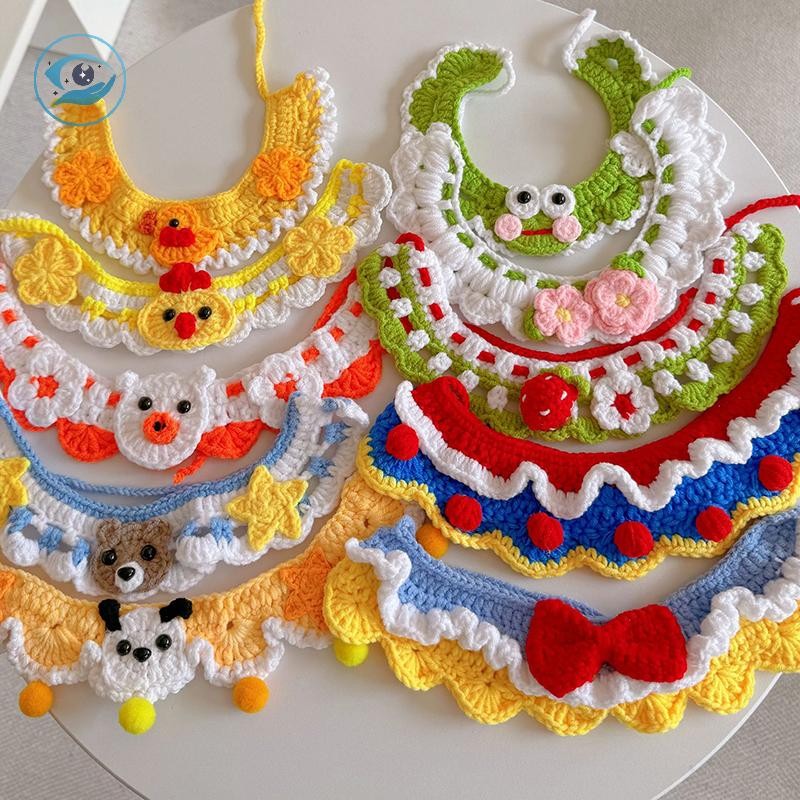 [Smw] ปลอกคอทอมือสัตว์เลี้ยง สร้อยคอถักแมวน่ารัก ปลอกคอแมวเด็ก ปลอกคอคอสุนัขขนาดเล็ก เครื่องประดับคอ