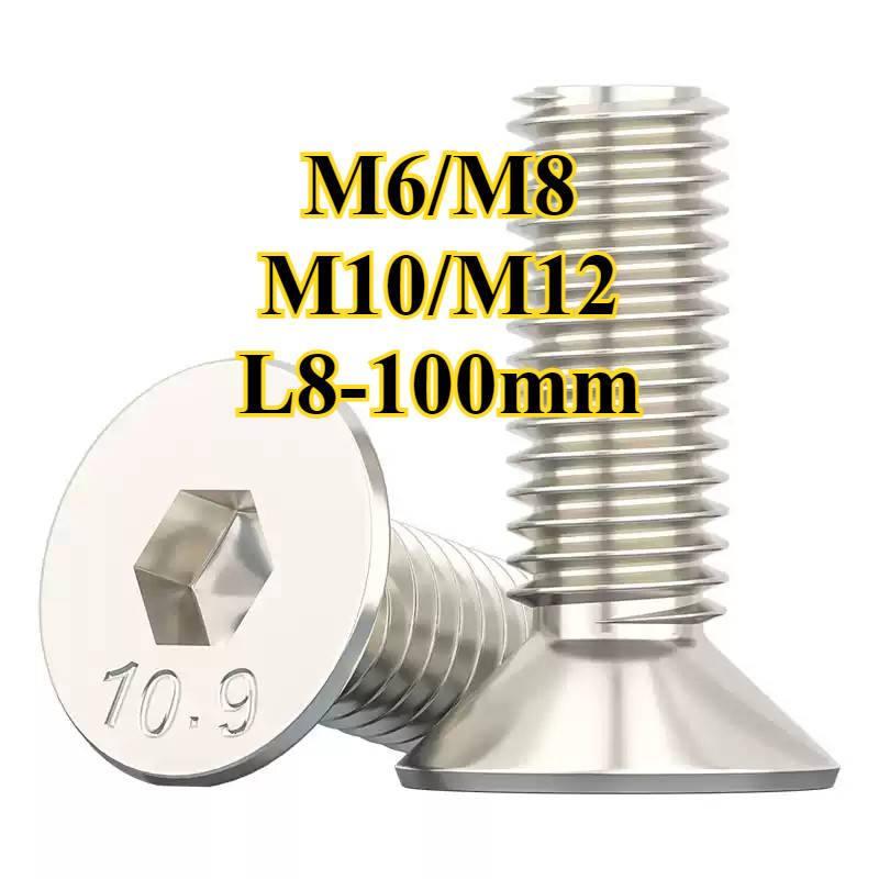 Grade 10.9 น็อต สกรู หัวจม หกเหลี่ยม เตเปอร์ สแ Flat Head Hexagon Socket Machine Screw สีดำ M1.6/M2/M2.5/M3/M4/M5 * L3-60 มม.JYD-ZZ-Z