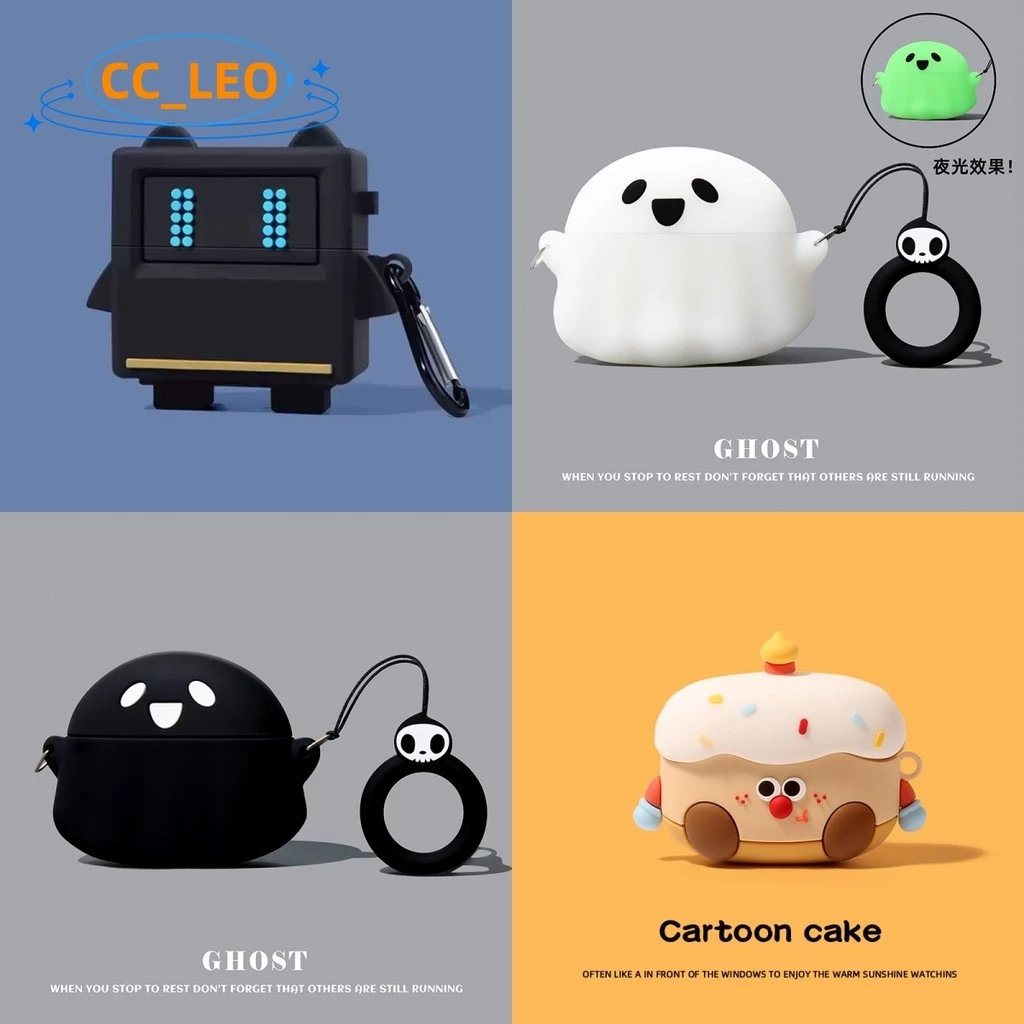 Case for EDIFIER EvoBuds Cartoon Robot Cake Cute Ghost Silicone soft shell for EDIFIER EvoBuds Clear Soft Case Protective Cover