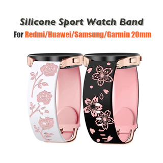 20 มม.ซิลิโคนสําหรับ Garmin Vivoactive 6/5/3 Forerunner 570 42 มม.165 55 245 Venu SQ2 Venu 2 Plus สายรัดข้อมือสมาร์ทสร้อยข้อมือ