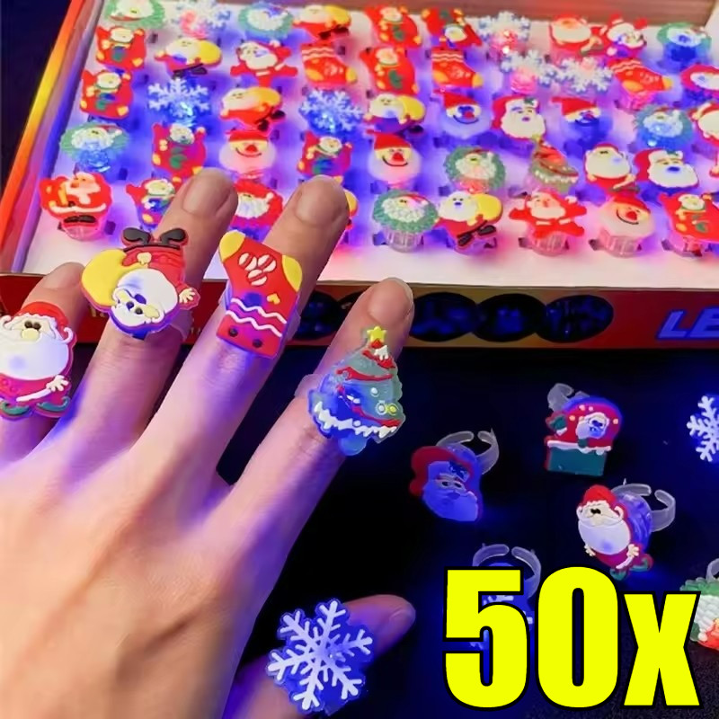 Creative Santa Claus Xmas Tree LED แหวน-Light Up ของเล่นเรืองแสงสําหรับเด็ก-คริสต์มาสของขวัญตกแต่งปาร์ตี้ปีใหม่