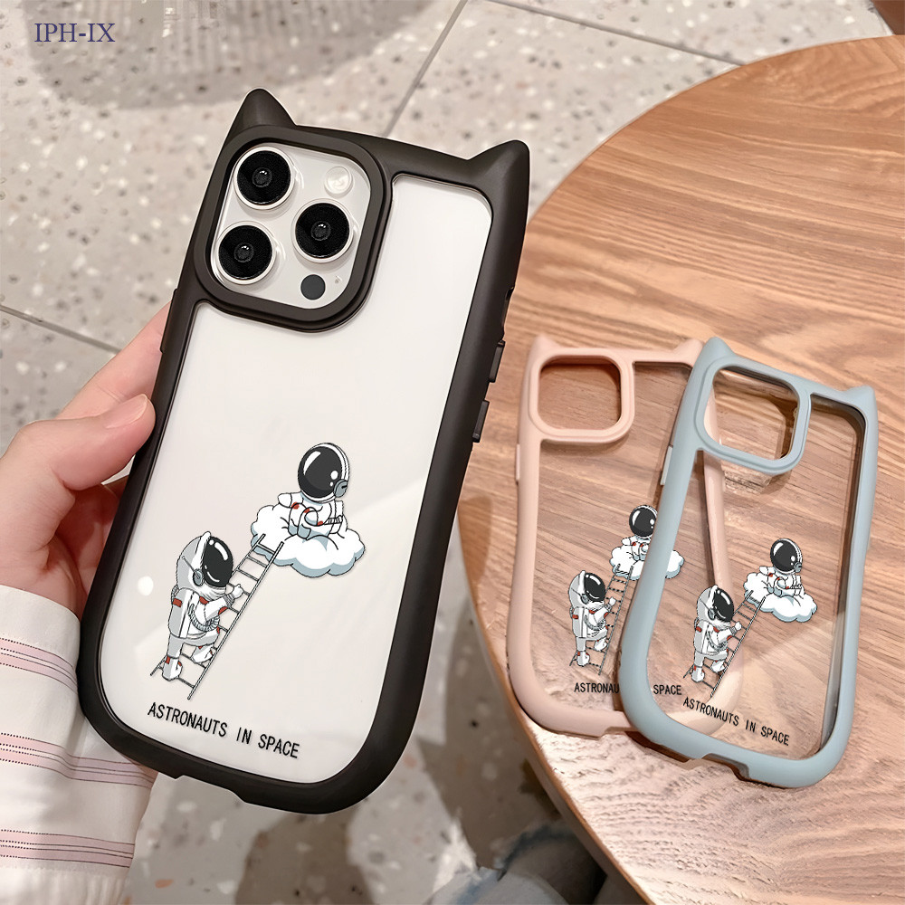 ใช้งานร่วมกับ iPhone 15 14 13 12 11 X XS XR SE Pro Max กรณีป้องกันหูแมวคลุมทั้งหมด Hp Kesing ปลอก ME