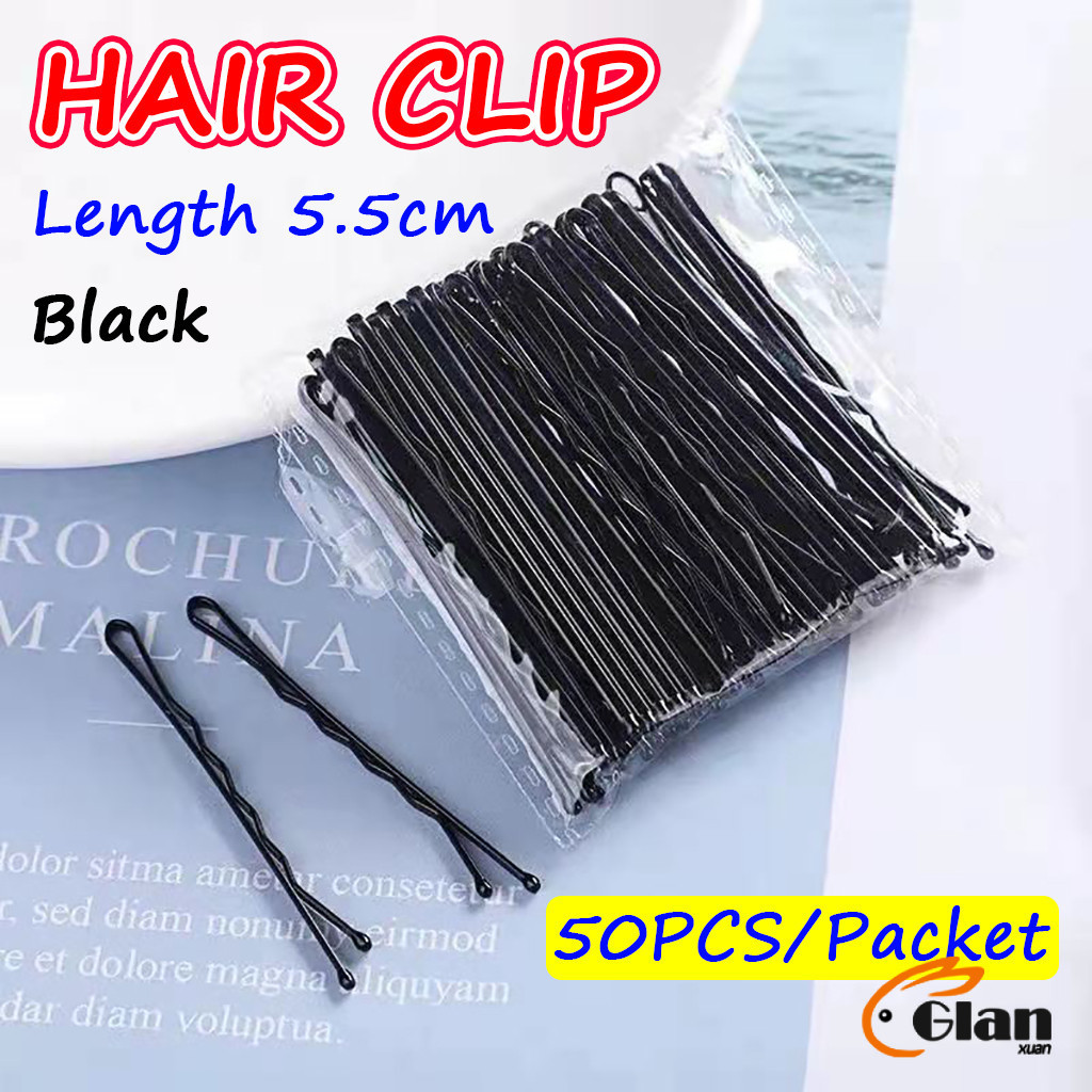Glanxuan กิ๊บดำ 50 ชิ้น กิ๊บดำติดผม ทรงผมเรียบง่ายคลิปเล็ก วัสดุดีเยี่ยม hair clip