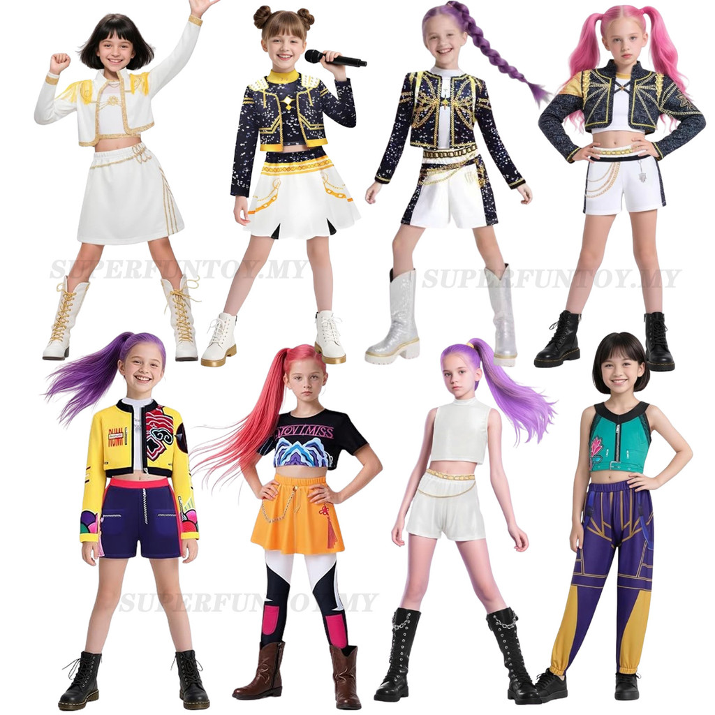 Pop Grill Group Demon คอสเพลย์เครื่องแต่งกาย Rumi Zoey เครื่องแต่งกาย Demon Hunters Mira Stage เครื่องแต่งกายปาร์ตี้ฮาโลวีน Clolthes ชุดสําหรับเด็กหญิง