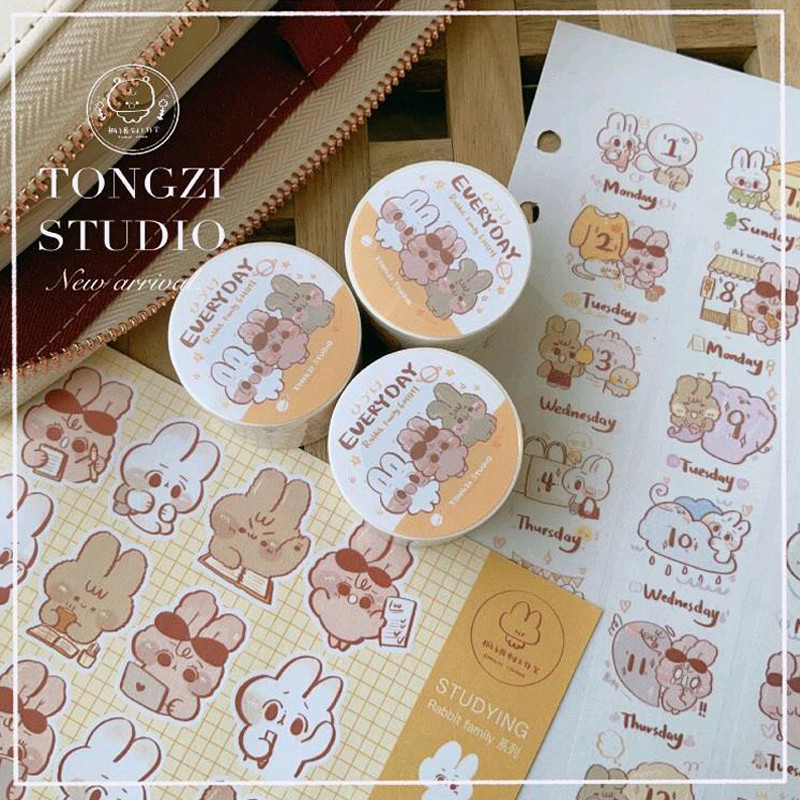 Kiriko Original Studio Sub-Packing Girl Daily Lace Bunny Cute Salt Series Character Handbook Washi T