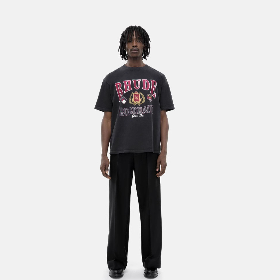 KGPQ Rhude Badge slogan print retro high street loose round neck short sleeve T T-shirt Baby Boy and