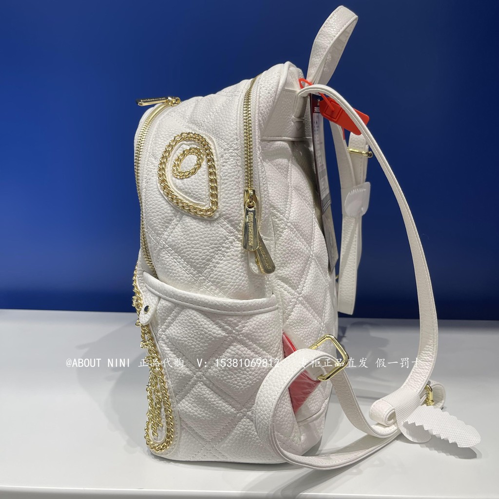 Sprayground White Gold Chain Street Wear Shark Backpack เคาน์เตอร์ในประเทศ Daigou0825719