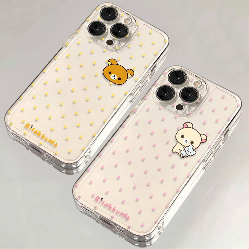 Polka Dot Bear Little White Bear เคสอวกาศโปร่งใส เคสโทรศัพท์ iPhone Applicies iPhone 16 Pro Max/15/1