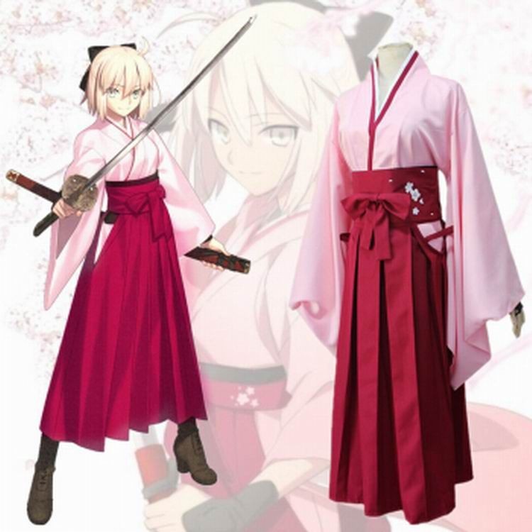 ชุดคอสเพลย์ Kimono สไตล์ญี่ปุ่น Super Fairy Fate Okita Soji Saber สำหรับเทศกาลcosplay