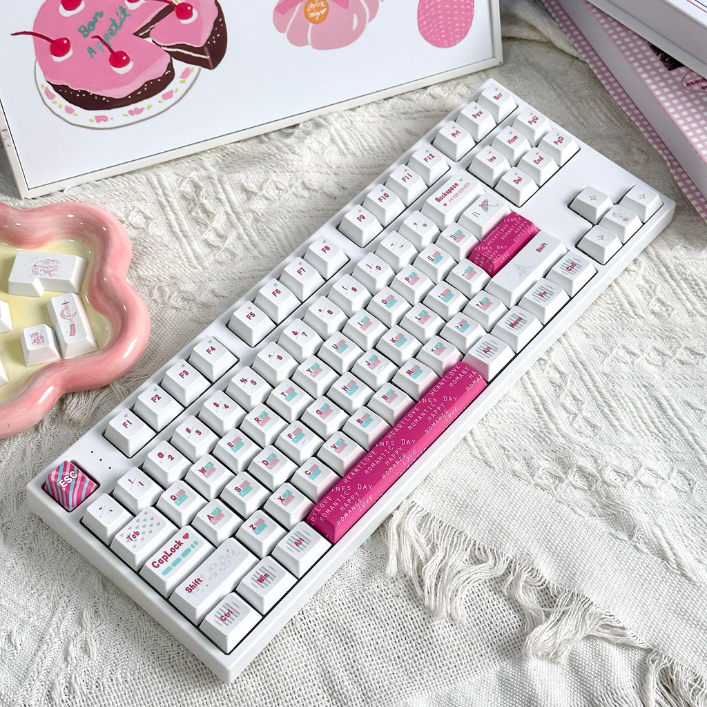 Tiffany Keycaps 130 คีย์ PBT Cherry Profile Simple ส่วนบุคคล Keycaps ห้าด้าน Dye Sublimation Wooting