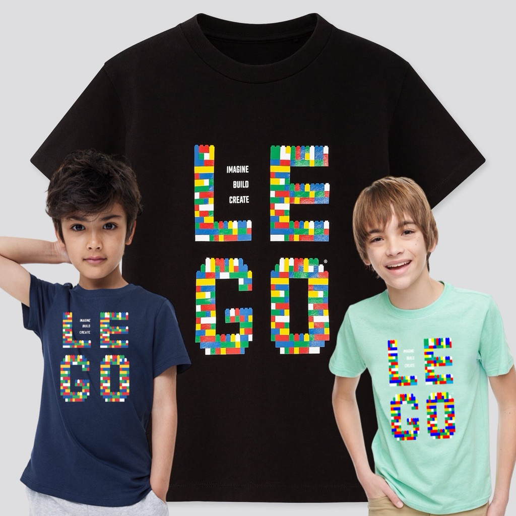 เสื้อยืด LEGO CHARACTER CHILDRENS, COLORFUL COMBO BLOCK FONT, UNISEX