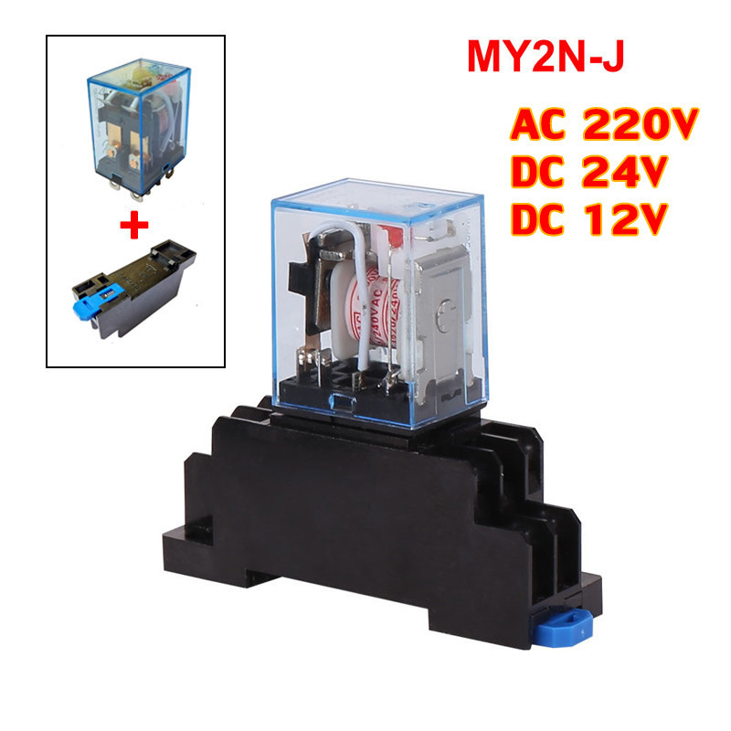 รีเลย์ขนาดเล็กพร้อมฐานซ็อกเก็ต ใหม่เอี่ยม AC 220V 10A relay LY2N-J HH62P ฐานซ็อกเก็ต พร้อมส่งจากไทย