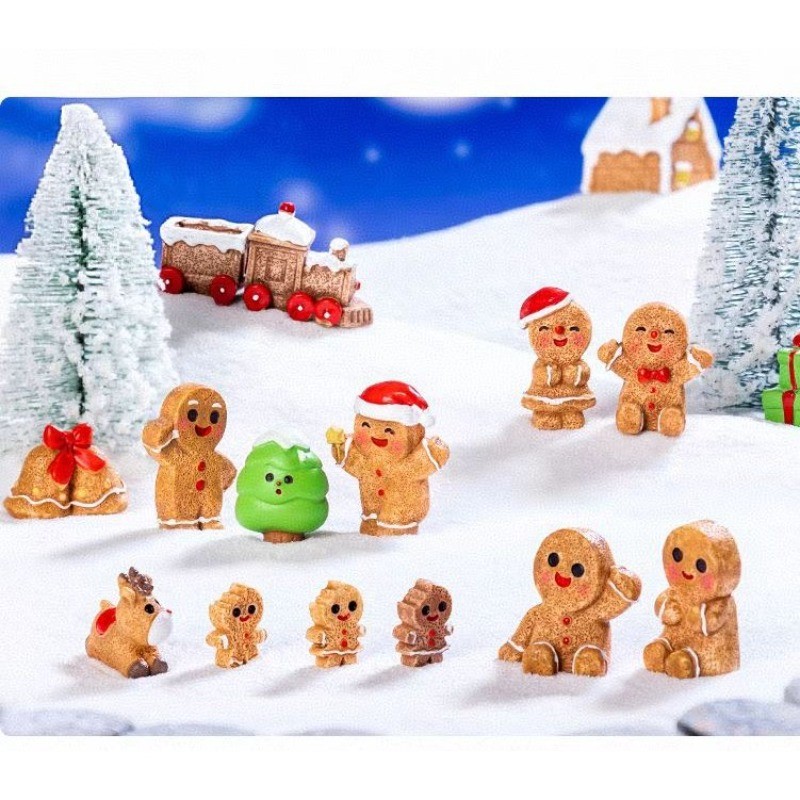 ตุ๊กตาคริสต์มาส Miniatures Santa Claus Gingerbread Man Train House Elk Tree เค้ก Micro ภูมิทัศน์เครื่องประดับ Home Room DIY ของขวัญ
