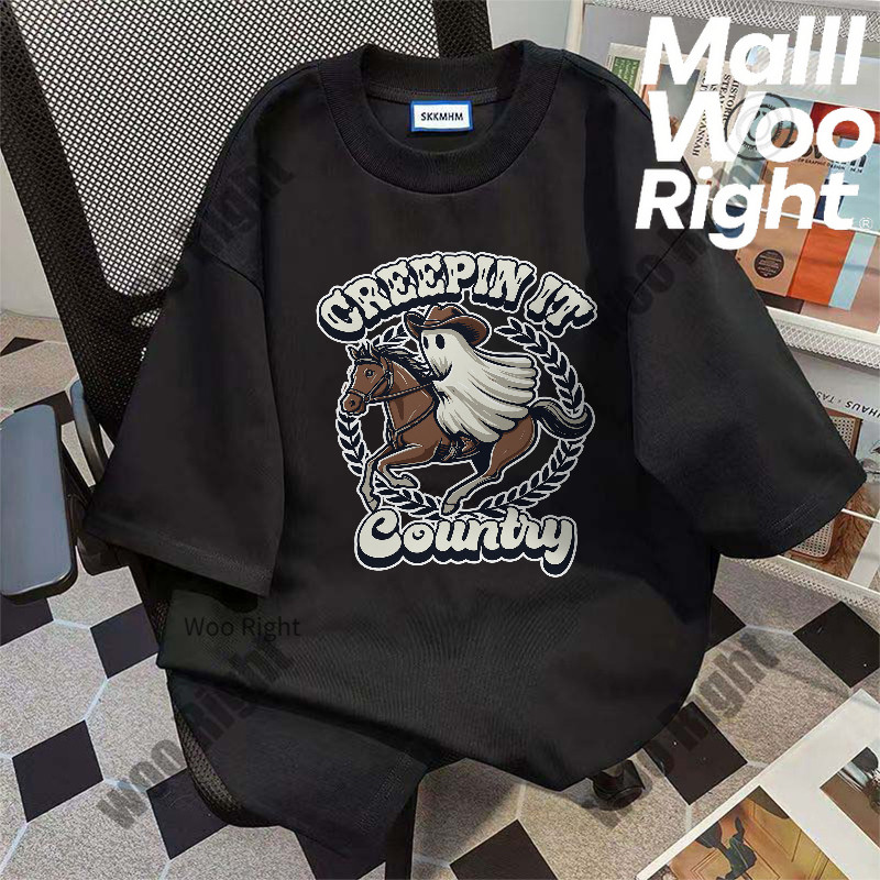 จัดส่งตลอด 24 ชั่วโมง Woo Right Halloween แฟชั่นใหม่! เสื้อOversize Halloweenสำหรับผู้ชาย COD PAY เส