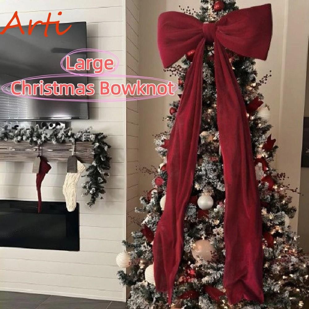 ARTI ต้นคริสต์มาส Topper Bows, ซาติน Elegant ขนาดใหญ่คริสต์มาส Bowknot, Party Supplies สีแดง/สีขาว 50x180 ซม.ขนาดใหญ่พิเศษคริสต์มาสตกแต่งโบว์เด็กของขวัญ