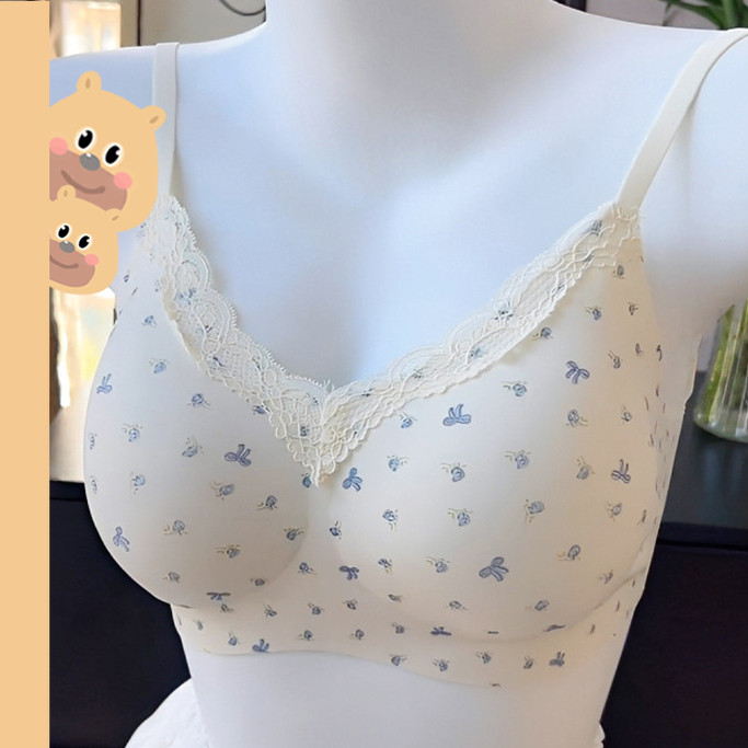 🎀bearbra🎀เสื้อในผู้หญิง สปอร์ตบรา ไร้โครง บราทรงสวย เก็บกระชับทรงได้ดี ผ้านุ่ม ใส่สบาย ระบายอากาศได้ดี หวาน พิมพ์ พร้อมส่ง