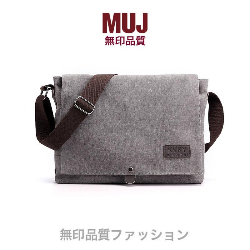 กระเป๋าสะพายข้างกระเป๋าเป้สะพายหลังด้านข้างผู้ชาย MUJ Muji Men Canvas Crossbody Bag 2025 กระเป๋าสะพา