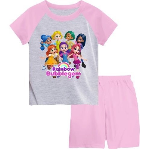 STT_KidsShop// SHOP_KAOSmurahJKT// ชุด/ KIMONO SUITS สําหรับ GIRLS/COW/RAINBOW BUBBLE GEM PICTURES/S