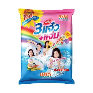 3 พลังแจ๋ว 108SHOP ผงซักฟอก สูตรมาตรฐาน 3000 กรัม 3 แจ๋ว+แจ๋ม (ยกลัง 4ถุง)