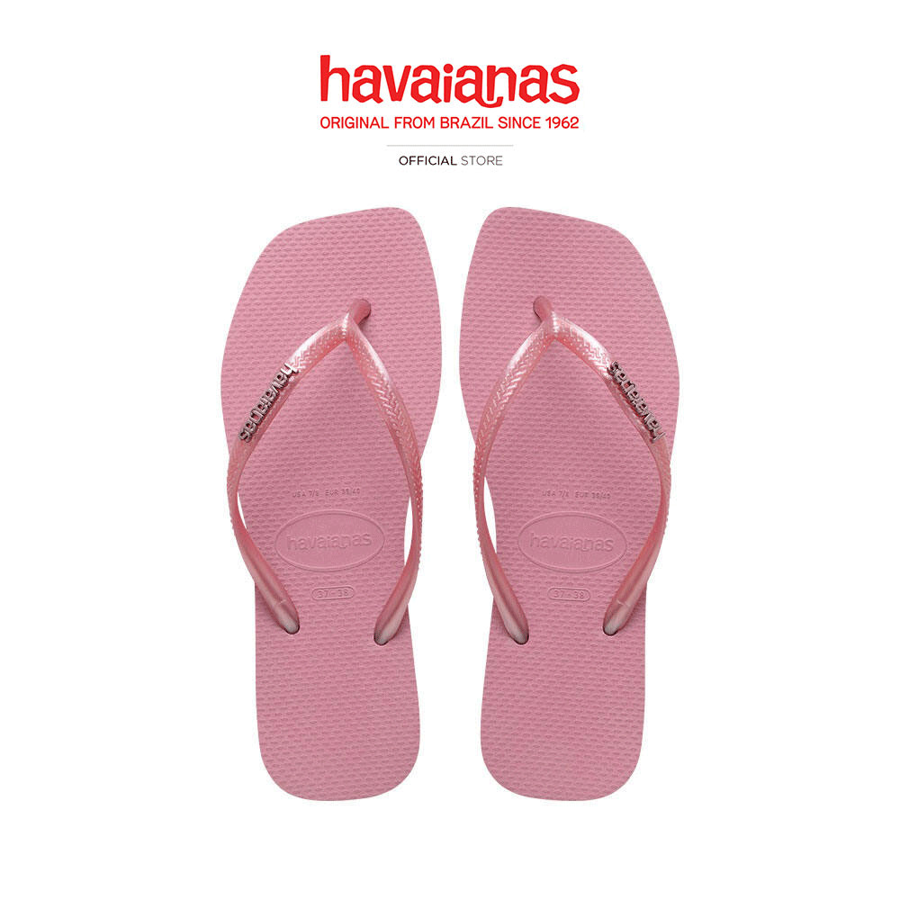 HAVAIANAS รองเท้าแตะ Slim Square Logo Metallic Flip Flop PINK 414825711053F_F5PIXX
