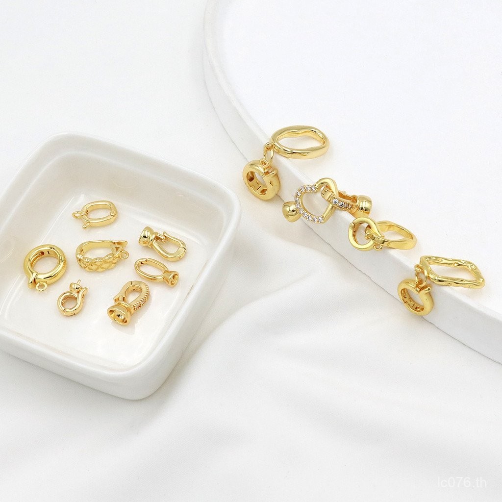 18K การเชื่อมต่อหัวเข็มขัดหัว E18 สร้อยข้อมือชุบทองจริงหัวเข็มขัด diy สี Retention Joint สร้อยข้อมือ