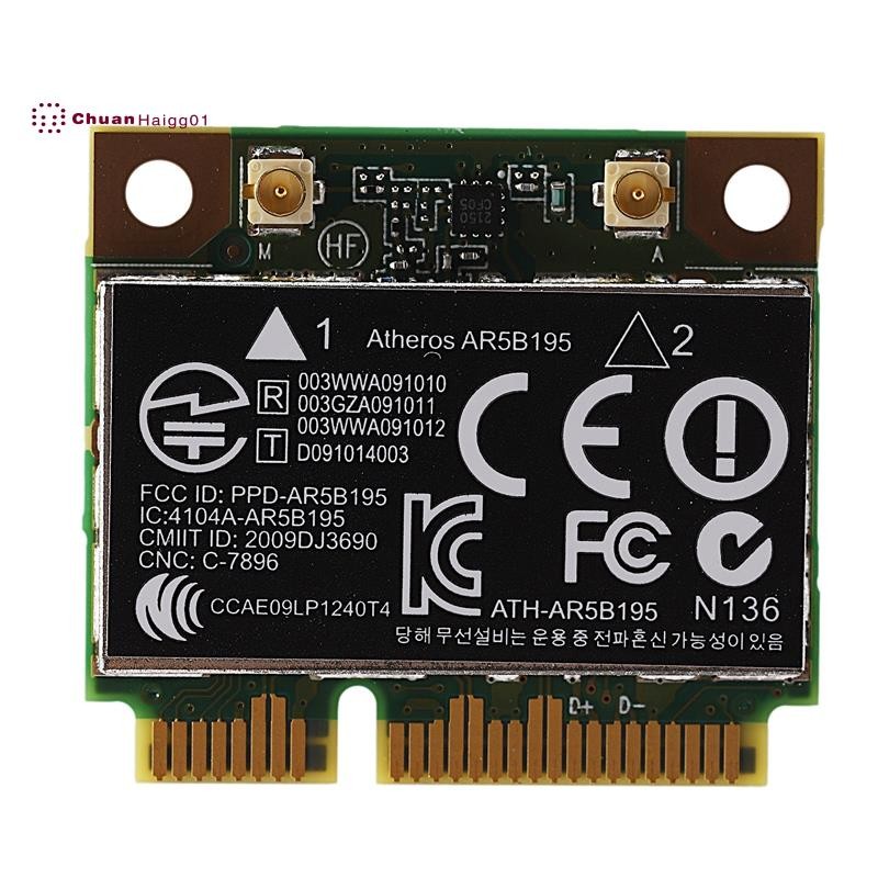 AR9285 AR5B195 150M+BT3.0 การ์ดไร้สาย PCI-E ขนาดเล็กครึ่ง SPS:593127-001 592775-001 สําหรับ 430 431 