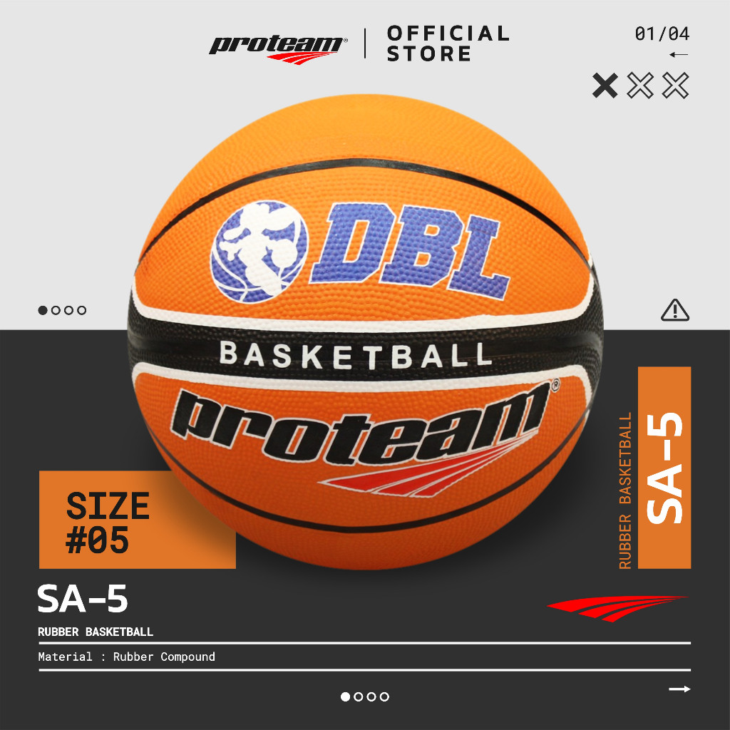 BERGU_ID ลูกบาสเก็ตบอล DBL Proteam ขนาด 5 Indoor Outdoor Sport วัสดุยางประเภท SA-5