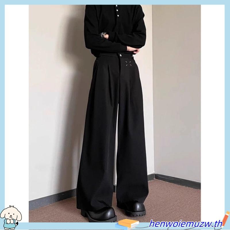 Simple Wide-Leg Pants Men'S Straight-Leg Slacks Loose Pants Men
