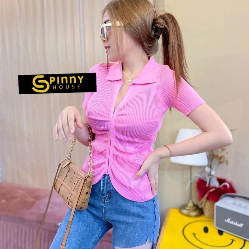 PRP x SPN  เสื้อซิปหน้า คอปก ไข่หวาน C402E