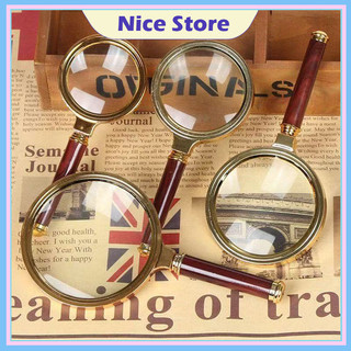 NICE พร้อมส่ง แว่นขยาย สีทอง 90/80/70 มม มีด้ามจับ 10 เท่า อ่านหนังสือ หนังสือพิมพ์ วินเทจ แว่นตาขยาย