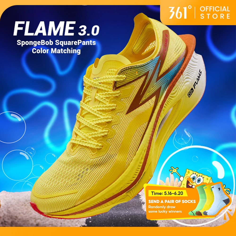 รองเท้าวิ่งผู้ชาย Flame 3.0 SpongeBob Series พร้อมแผ่นคาร์บอน สวมใส่ง่ายและระบายอากาศได้ดี