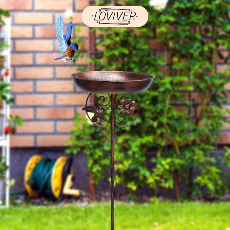 อ่างนกอิสระ ชามพร้อมสถาก, ถาดให้อาหารนกตกแต่งสําหรับสวน, ชามน้ําสําหรับระเบียง, สนามหญ้า, ลาน, รั้ว - รูปที่ 4