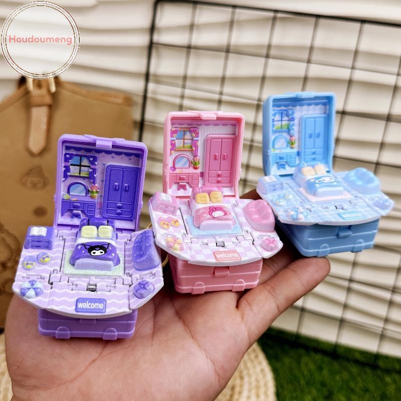 Houdoumeng น่ารักการ์ตูน Sanrio Kuromi 3D พับ Popup พวงกุญแจโรงเรียน-Theme Miniature พวงกุญแจขนาดเล็ก Oys พวงกุญแจสําหรับทุกวัยเพื่อน TH