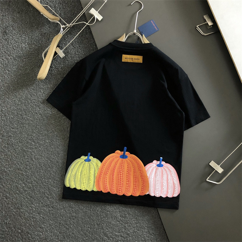 เสื้อยืดผ้าฝ้ายคลาสสิก_unisex_แขนสั้น พิมพ์ลายฟักทองสีสันสดใส เหมาะสำหรับทั้งผู้ชายและผู้หญิง