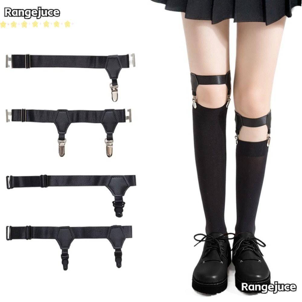 RANGEJUCE 1 คู่ถุงเท้า Garters กางเกงขาสั้นแบบยึดแน่นพร้อมคลิปลื่น สำหรับJK อุปกรณ์เสริมสำหรับทั้งผู้หญิงและผู้ชาย