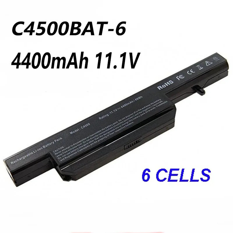 C4500BAT-6 4400mAh 11.1V แบตเตอรี่แล็ปท็อปสําหรับ Clevo C4100 C4500Q C4500 C5100Q C5105 C5505 B4105 