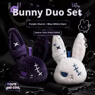 OKONO Dark Bunny ตุ๊กตาตุ๊กตา,ออกแบบน่ารักตุ๊กตากระต่าย,น่ารักสไตล์โกธิคปักเป็นมิตรกับผิวกระต่ายจี้กระเป๋าเป้สะพายหลัง