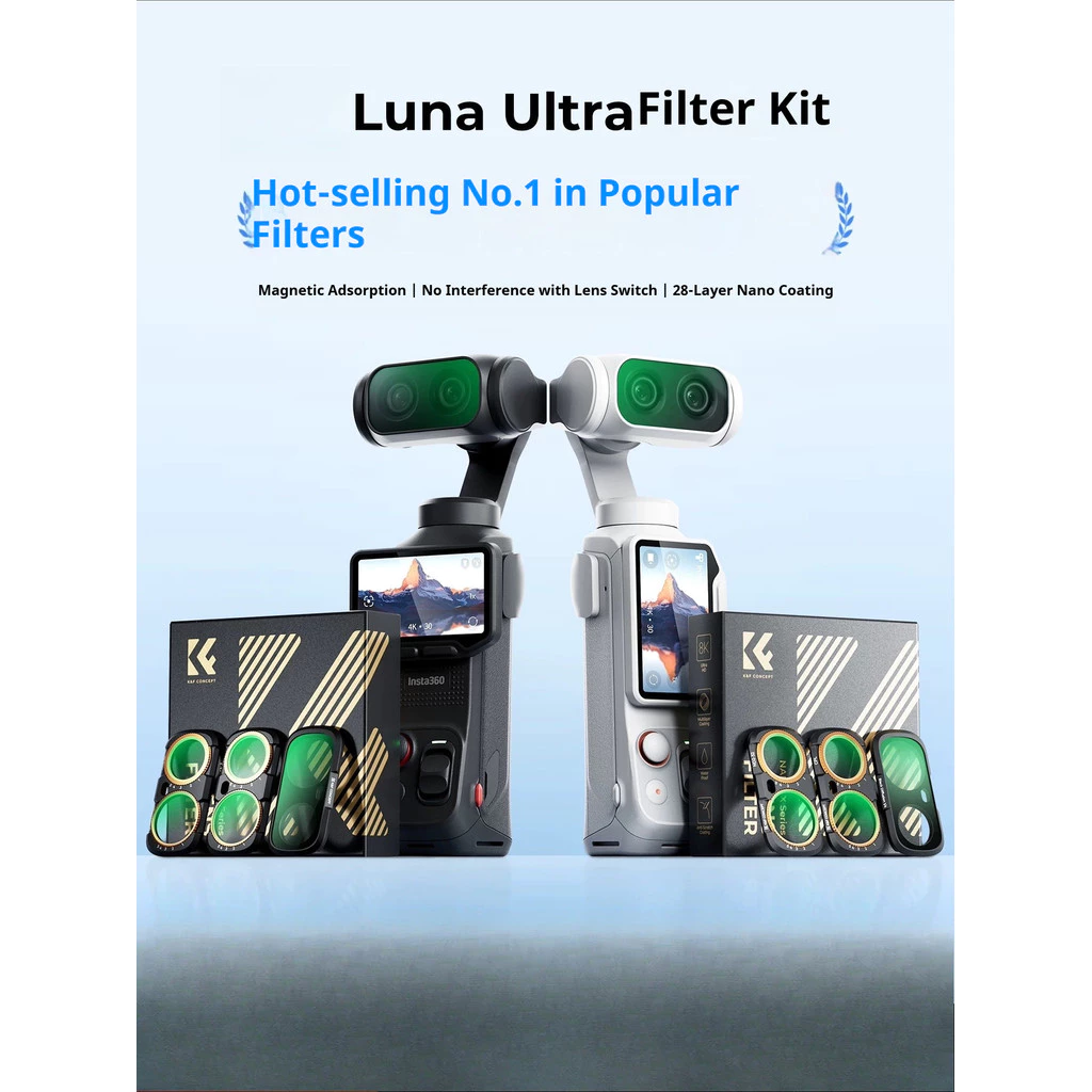 K&F CONCEPT สําหรับชุดกรอง Insta360 Luna Ultra แม่เหล็ก UV /CPL/ND/Black Pro-Mist/เครื่องขยายเสียงแสงอ่อน/เลนส์มุมกว้าง