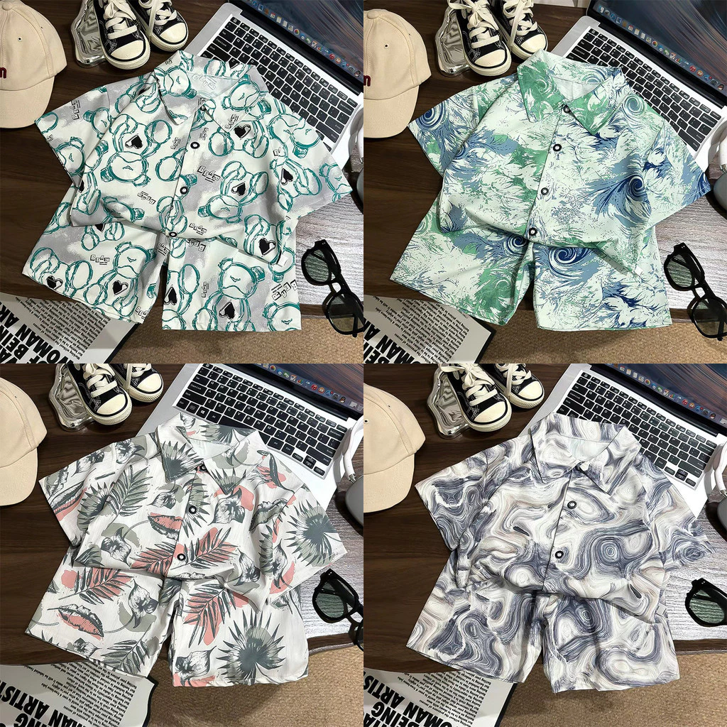Dolemi Baby ชุดเซต เด็กชาย เสื้อ กางเกง ขาสั้น แขนสั้น คอปก เสื้อเชิีต ผ้านิ่ม ผ้าไหมอิตาลี 8ลาย