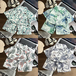 Dolemi Baby ชุดเซต เด็กชาย เสื้อ กางเกง ขาสั้น แขนสั้น คอปก เสื้อเชิีต ผ้านิ่ม ผ้าไหมอิตาลี 8ลาย