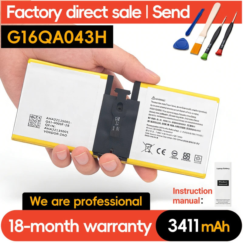 SUOZHAN แบตเตอรี่ทดแทนสําหรับ Microsoft Surface Go 1824 G16QA043H แบตเตอรี่ 3411mAh