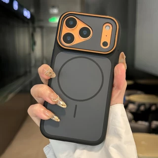 สีปิดกั้น Frosted Magnetic Case Soft edge สําหรับ iPhone 11 12 13 14 15 16 17 Pro Max กรณี 14/15/16 PLUS ล้อมรอบอย่างเต็มที่ Anti-fall กันกระแทกปกหลังปลอก