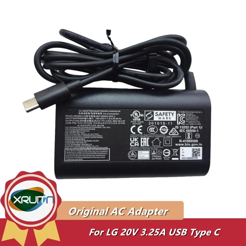 ของแท้ ADT-65DSU-D03-2 20V 3.25A 65W TYPE-C USB-PD อะแดปเตอร์ AC สําหรับ LG 17Z90Q 14Z90P 16Z90P 17Z