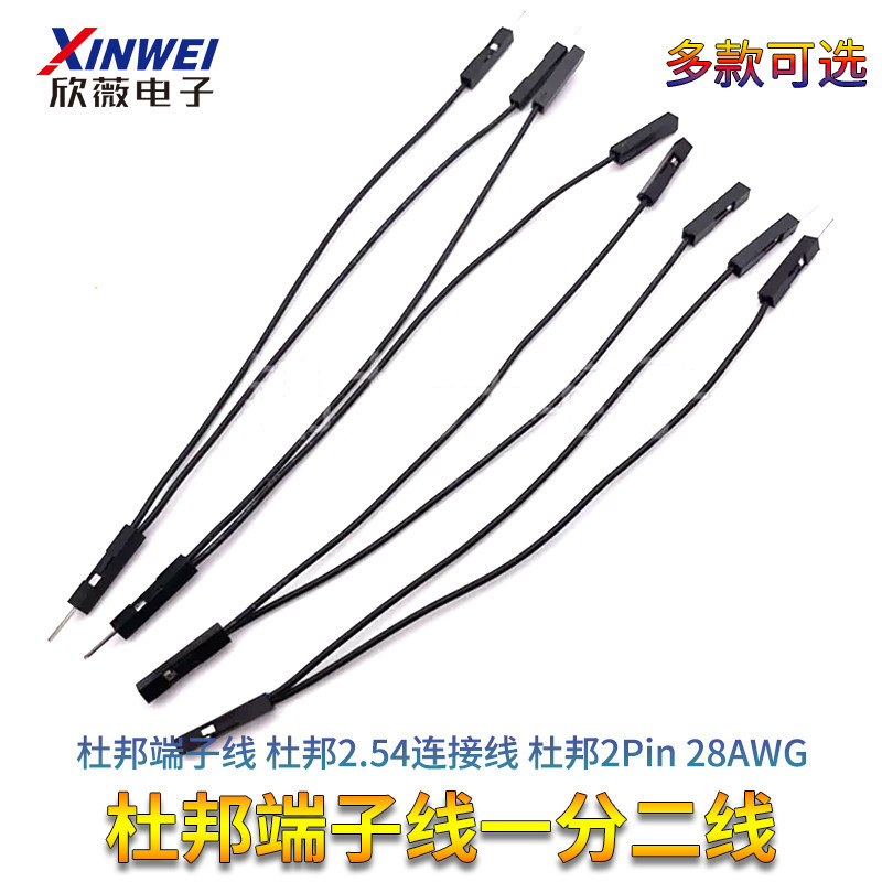 Dupont Terminal Cable Dupont 2.54 สายเชื่อมต่อ Dupont 2Pin 28AWG One Point Two Wire One Female to Tw