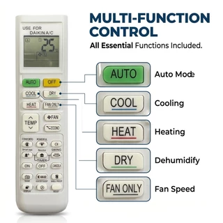 NiLANK Remote Daikin รีโมตคอนโทรลแอร์คอนดิชันเนอร์แบบทั่วไป Daikin เข้ากันได้กับทุกรุ่นแอร์คอนดิชันเนอร์ Daikin