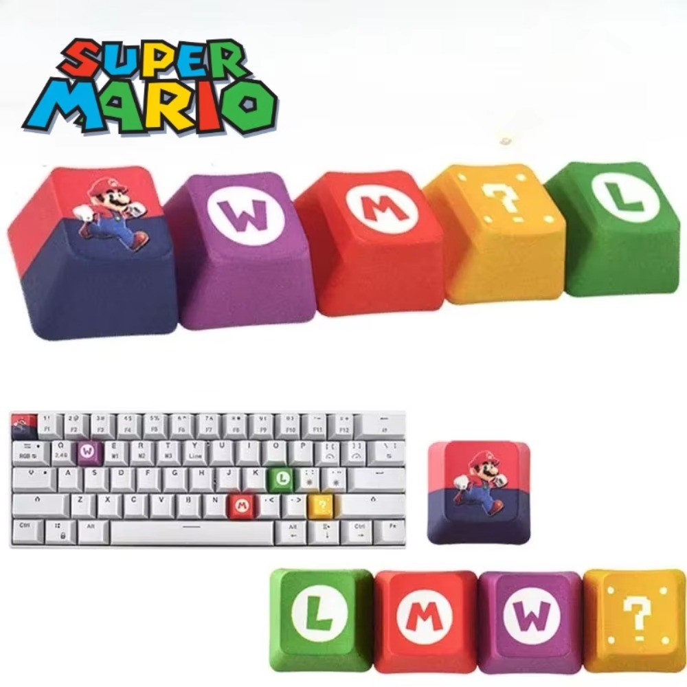 5 ชิ้น/ล็อต Super Mary Keycaps อะนิเมะแป้นพิมพ์อุปกรณ์เสริมคลาสสิกอุปกรณ์ต่อพ่วงเกมของขวัญวันเกิดเดสก์ท็อปตกแต่ง