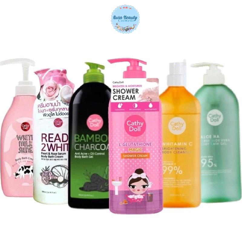 Cathy Doll ครีมอาบน้ำ Shower Cream / Bath Gel สูตร Ready / Whitamin C / Rose Pearl / Gluta / Aloe ha / Milk / Charcoal