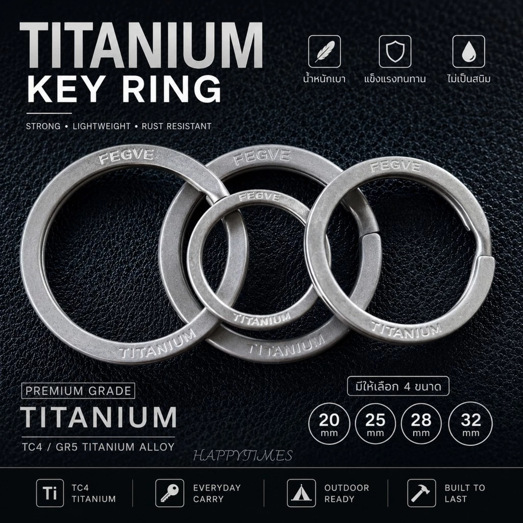 ห่วงกุญแจไทเทเนียม TC4 แท้ มีสลัก FEGVE และ TITANIUM น้ำหนักเบา แข็งแรง ไม่เป็นสนิม วงแหวนพวงกุญแจไทเทเนียม