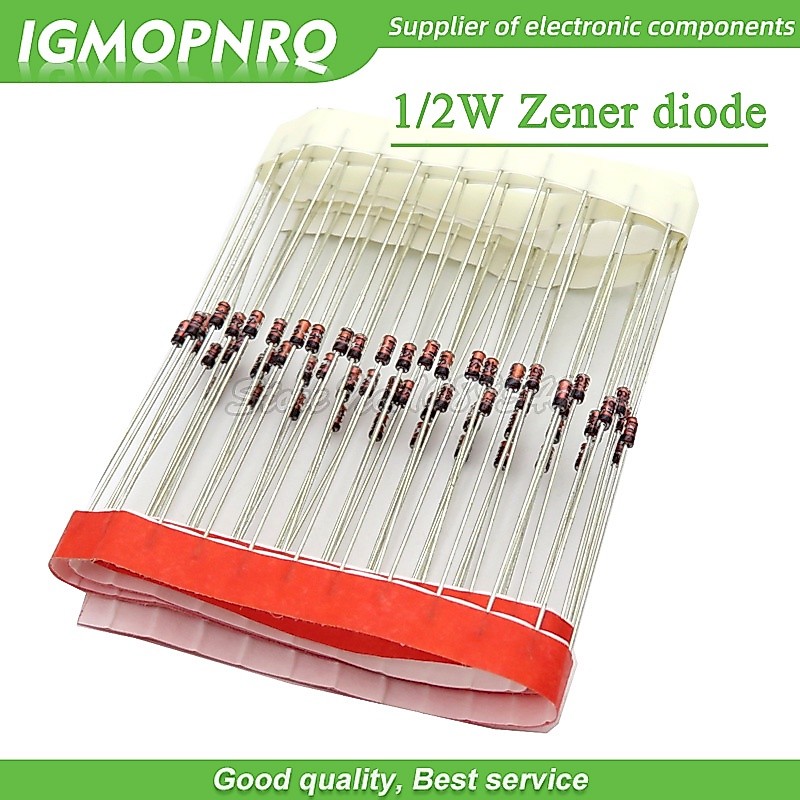 100pcs 1/2W  Zener diode DO-35 BZX55C2V2 2V 2V2 2V4 2V7 3V 3V3 3V6 3V9 4V3 4V7 5V1 5V6 6V2 6V8 7V5 8