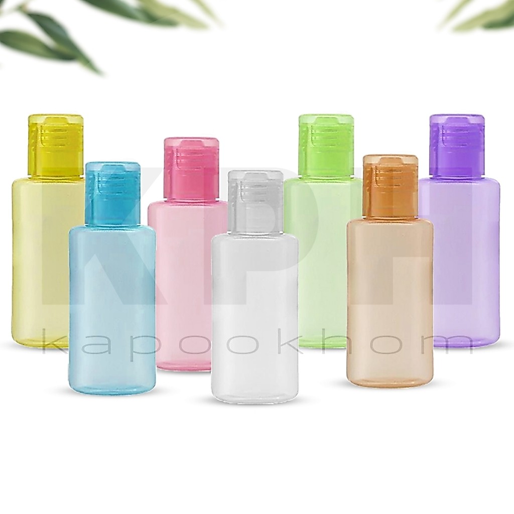 ขวดแชมพู,ขวดสบู่เหลว ขนาด 60ml (PP สีใส) ทรงกลม,ทรงแบน1,ทรงแบน2 ไม่คาดขอบฝา